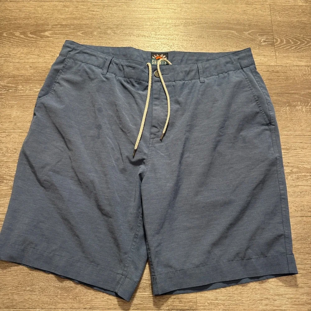 Faherty All Day Shorts Mens 36 Blue Hybrid Vacation Performance Drawstring 9